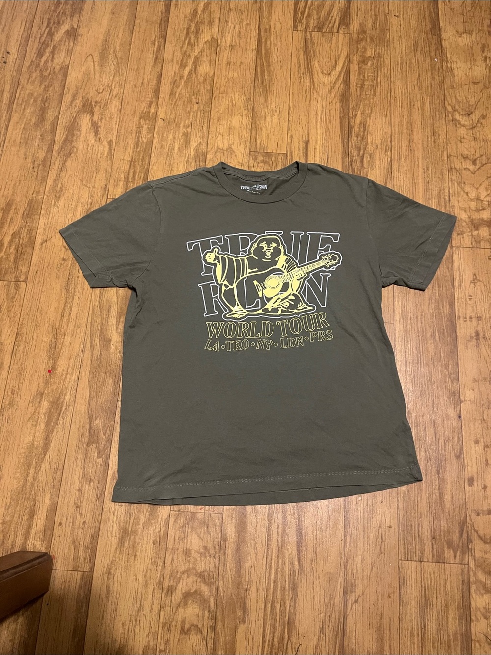 True Religion Olive Green Graphic World Tour Tee